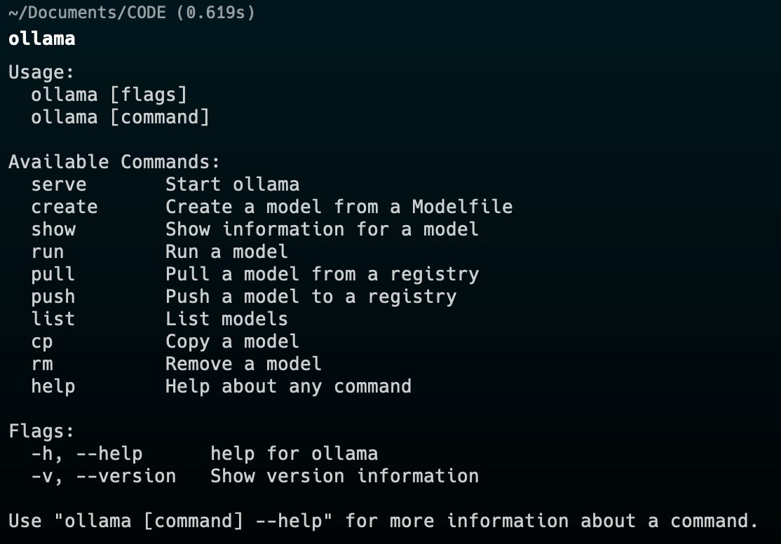 ollama cmd output